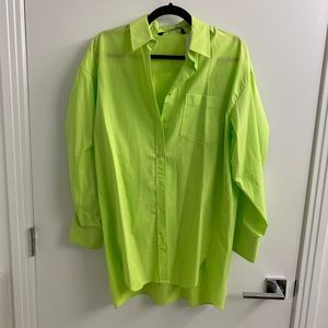 Zara Lime Green Oversized Shirt Size S